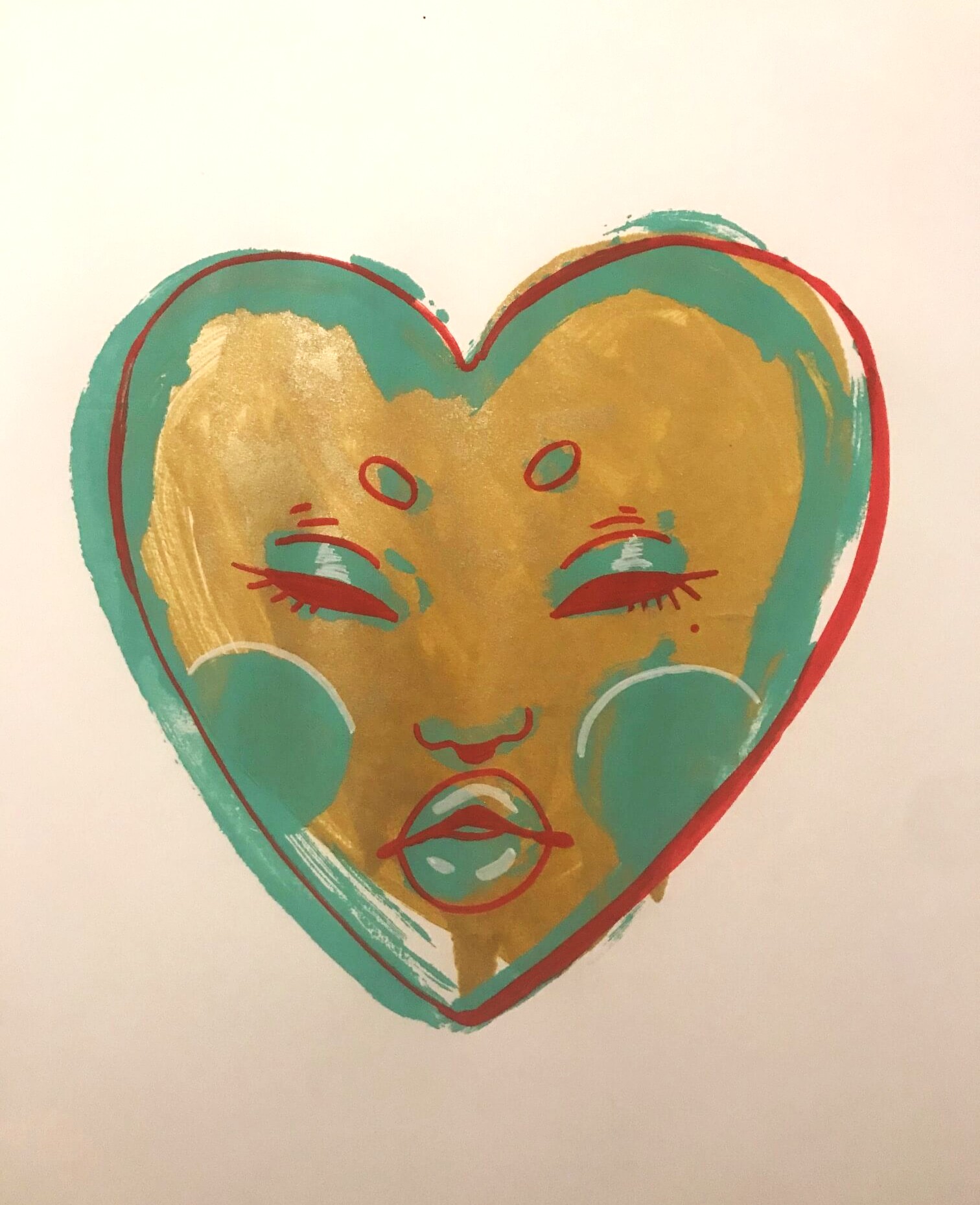 gold heart face